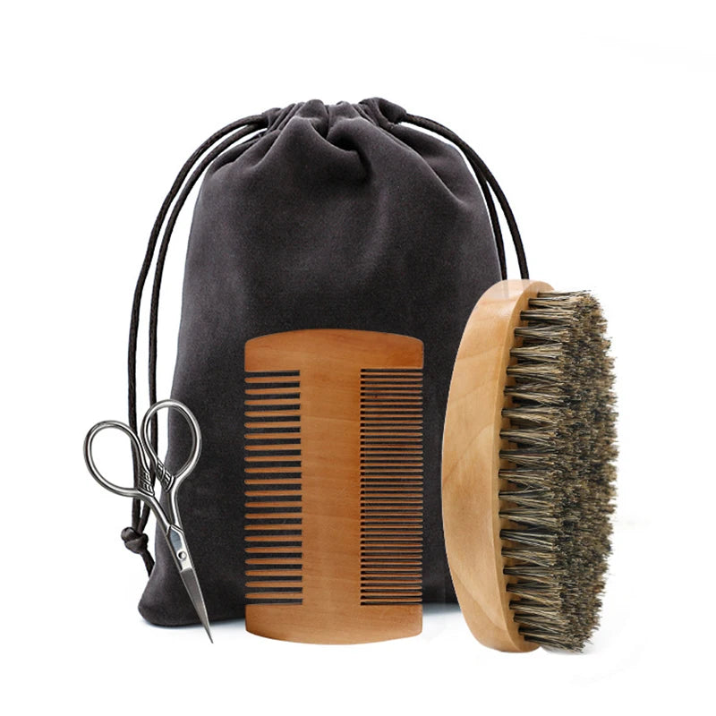 Premium Boar Bristle Beard Grooming Set