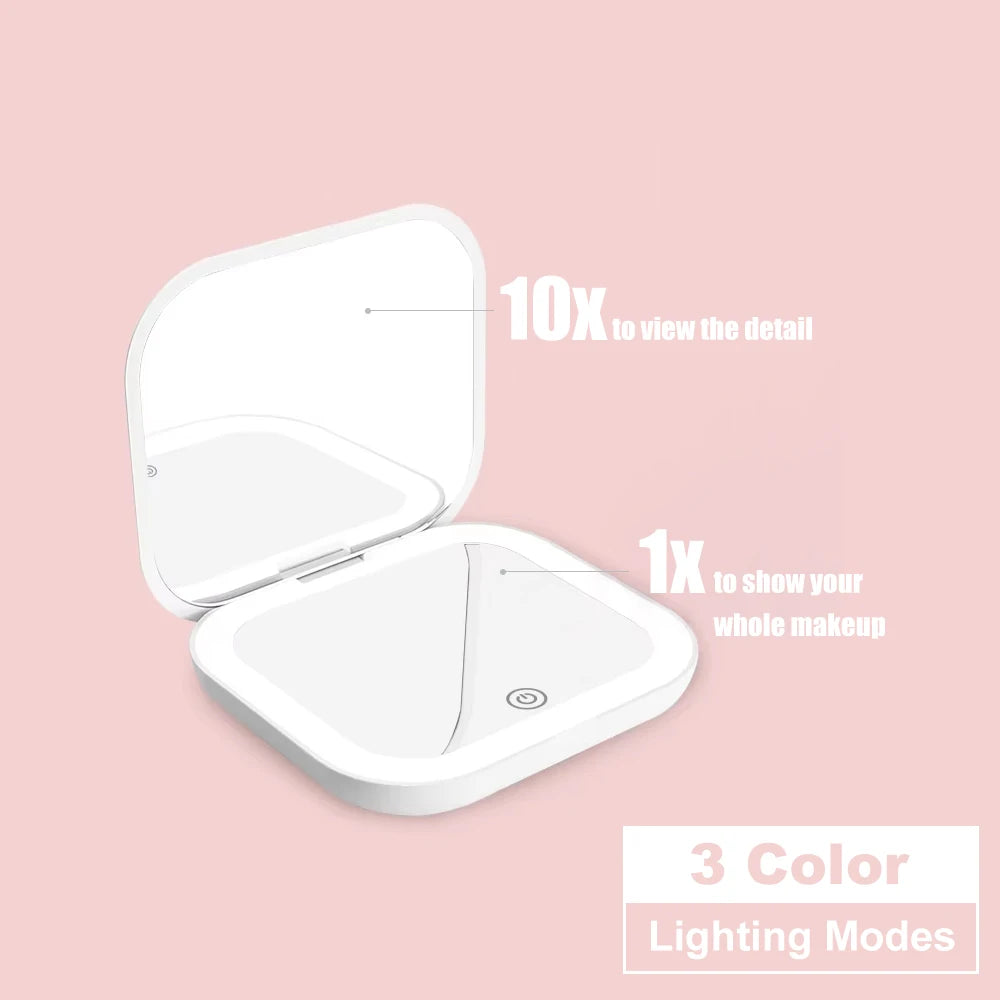 LED Compact Mirror – Portable Lighted Makeup Mirror