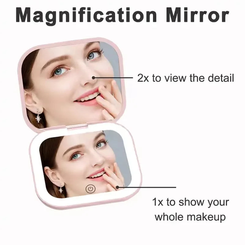 LED Compact Mirror – Portable Lighted Makeup Mirror
