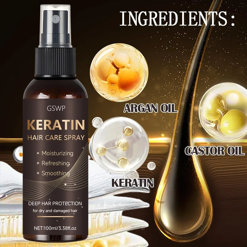 Keratin Silk Mist – Argan & Castor Oil Instant Shine Spray