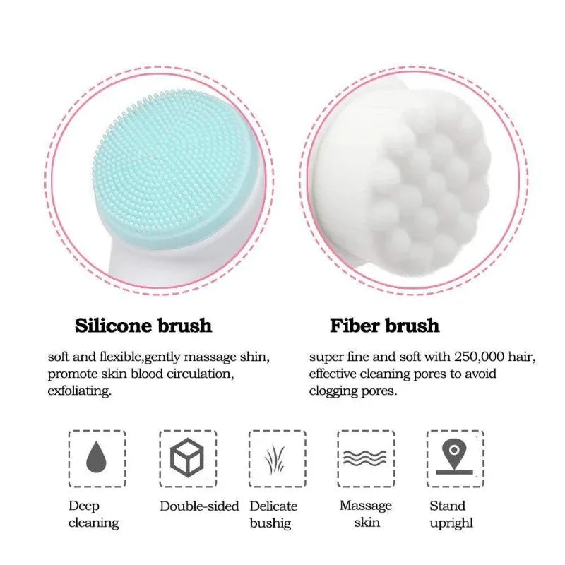 Dual-Sided 3D Silicone Facial Cleansing & Massage Brush