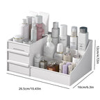 Makeup Organizer – White Cosmetic Storage Shelf with Drawer