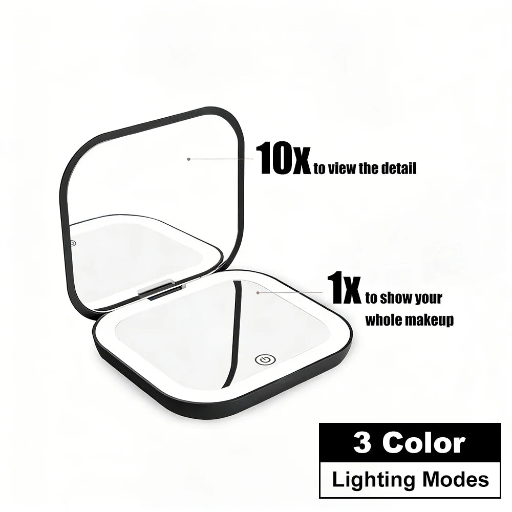 LED Compact Mirror – Portable Lighted Makeup Mirror