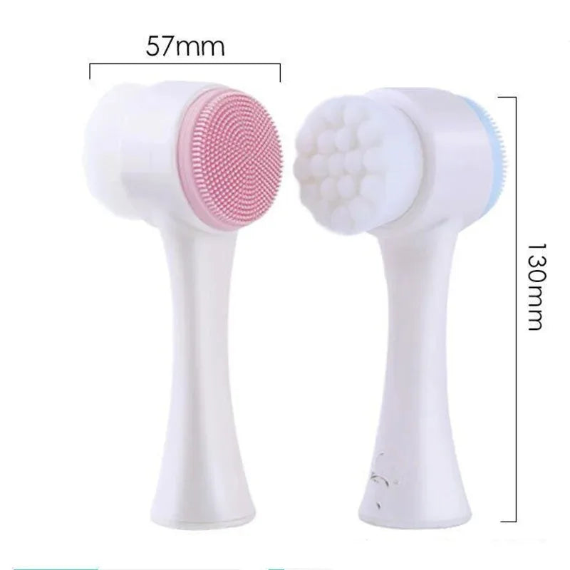 Dual-Sided 3D Silicone Facial Cleansing & Massage Brush