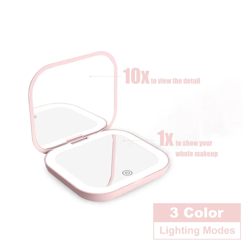 LED Compact Mirror – Portable Lighted Makeup Mirror