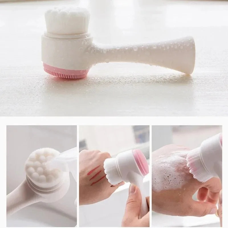 Dual-Sided 3D Silicone Facial Cleansing & Massage Brush