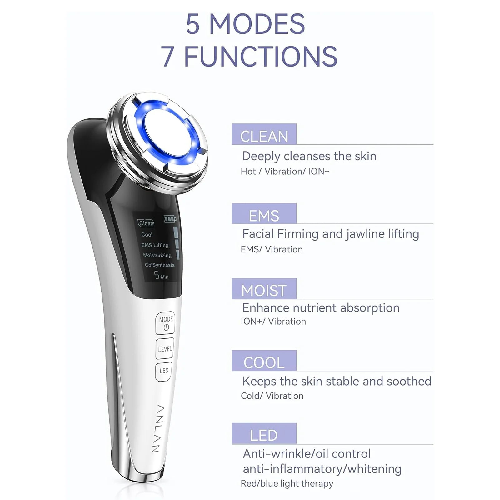 ANLAN Professional Hot & Cold Facial Massager with EMS – Advanced Skin Rejuvenation Device