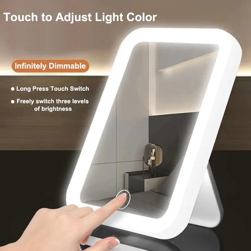 3-Color LED Makeup Mirror | USB Rechargeable Touch Screen Vanity Mirror
