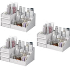 Makeup Organizer – White Cosmetic Storage Shelf with Drawer