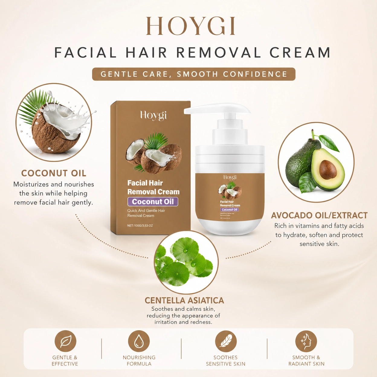 Coconut Hair Removal Cream – Fast, Painless & Growth Inhibitor