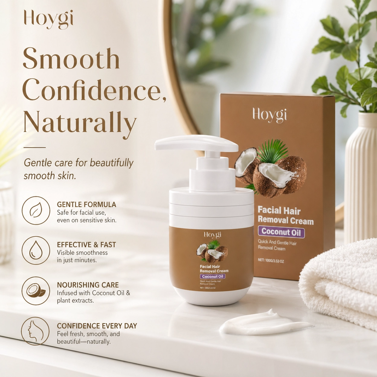 Coconut Hair Removal Cream – Fast, Painless & Growth Inhibitor